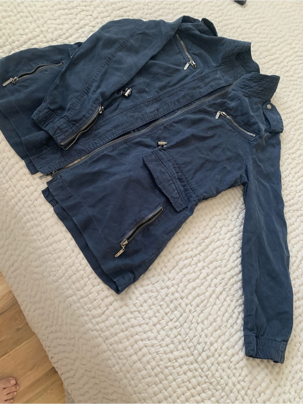 Max Jeans Military-Style Zip Jacket in Navy